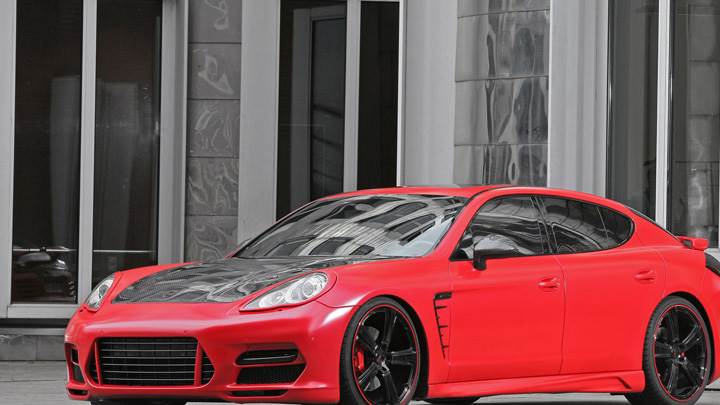 Porsche Panamera Anderson Germany In red Front Side Pose